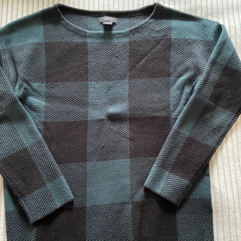 Green and Black Buffalo Print Sweater